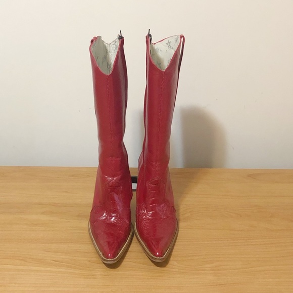 Authentic Los Altos Ostrich Leg Boots, Red Sz 8.5 - Picture 2 of 8